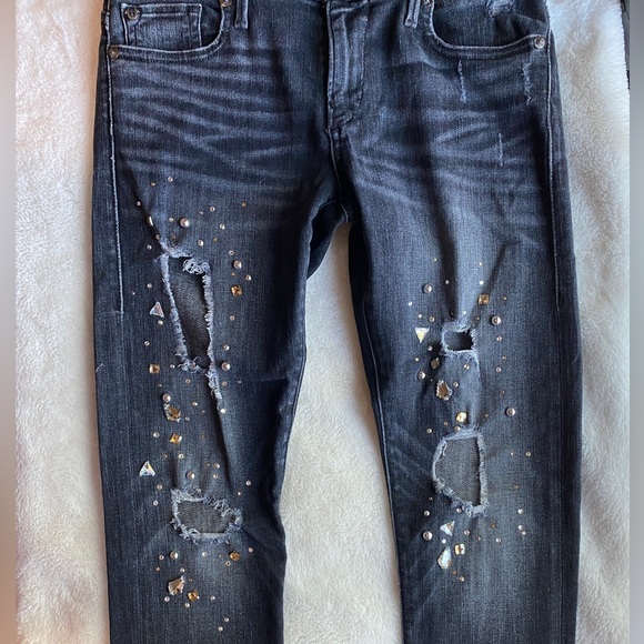 True religion Liv Relaxed Skinny Crystal Jean Black Smog Denim - Picture 11 of 16